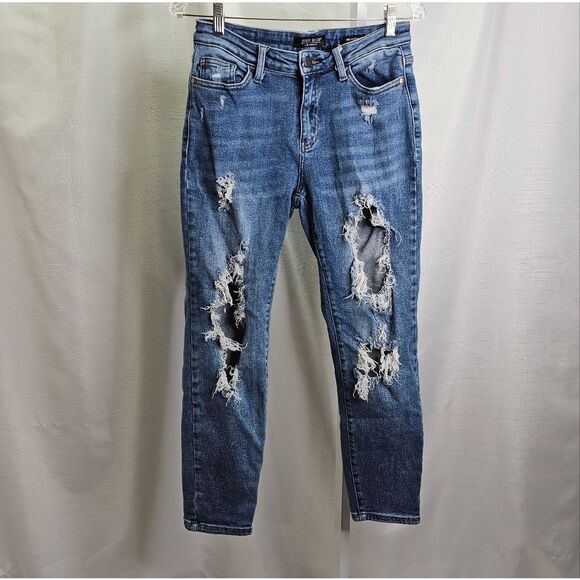Judy Blue Destroyed Relaxed Fit Jeans Size 7/28 - Picture 1 of 8